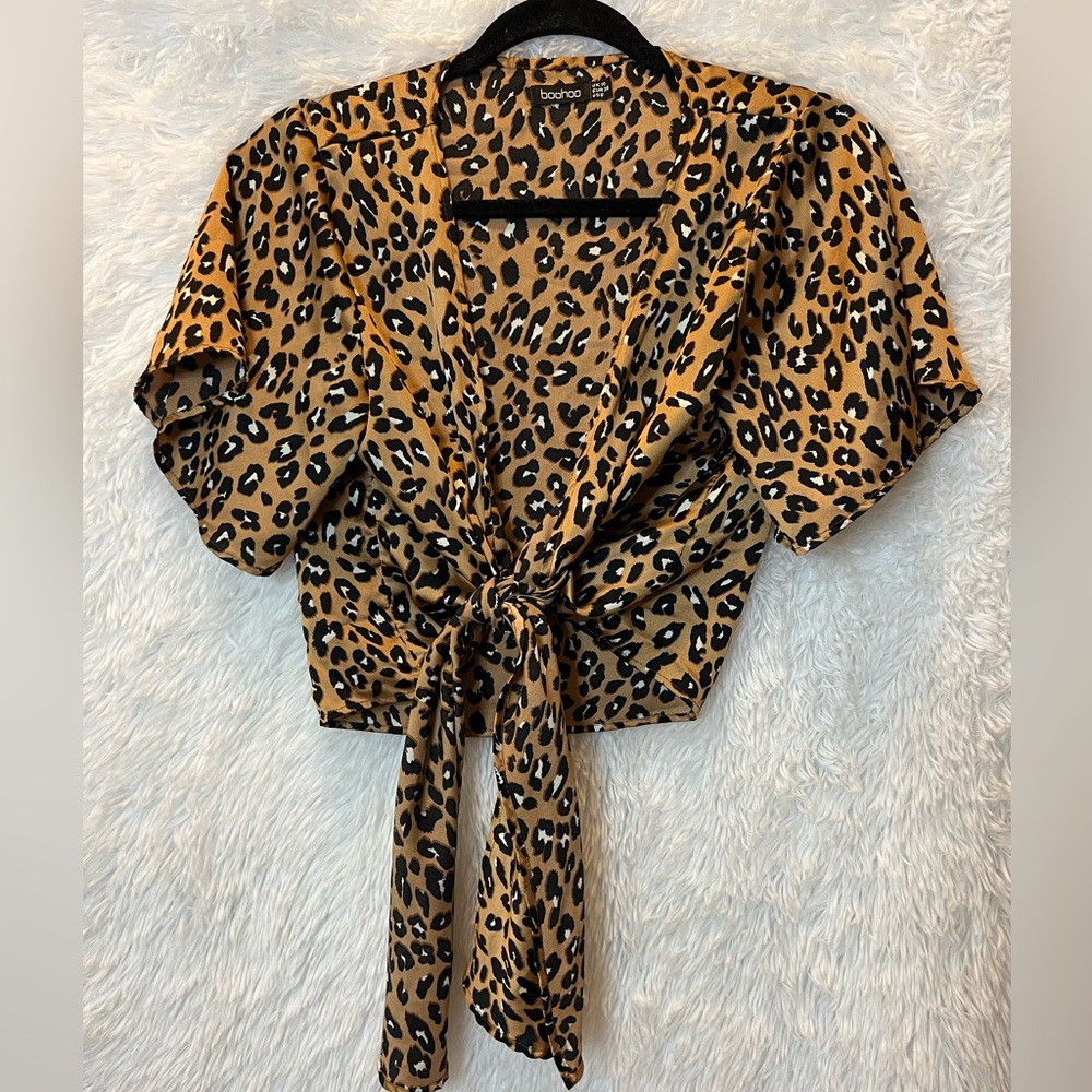 Leopard Print Tie-Front Top